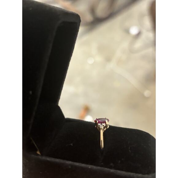 Pink Sapphire Diamond Ring 10k Yellow Gold Stamped Size 7 1.5G - Picture 10 of 12